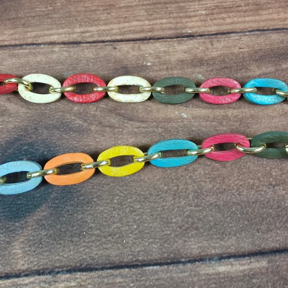 Chain Belt Womens OS Multi Color Good Textured Link Gold Tone Hardware